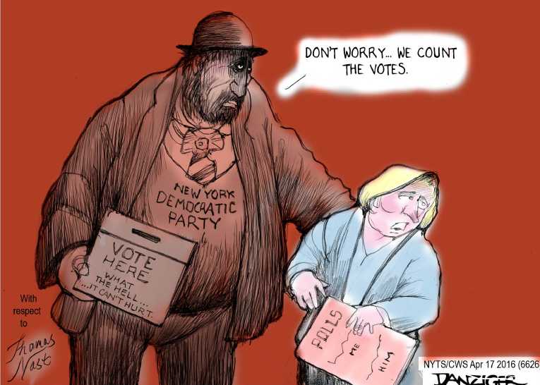 Political/Editorial Cartoon by Jeff Danziger, CWS/CartoonArts Intl. on Clinton Steals New York