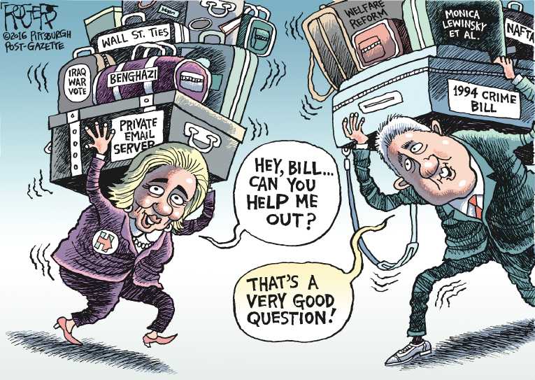 Political/Editorial Cartoon by Rob Rogers, The Pittsburgh Post-Gazette on Clinton Steals New York
