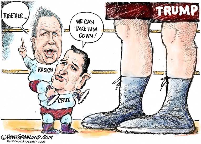 Political/Editorial Cartoon by Dave Granlund on Cruz, Kasich Join Forces