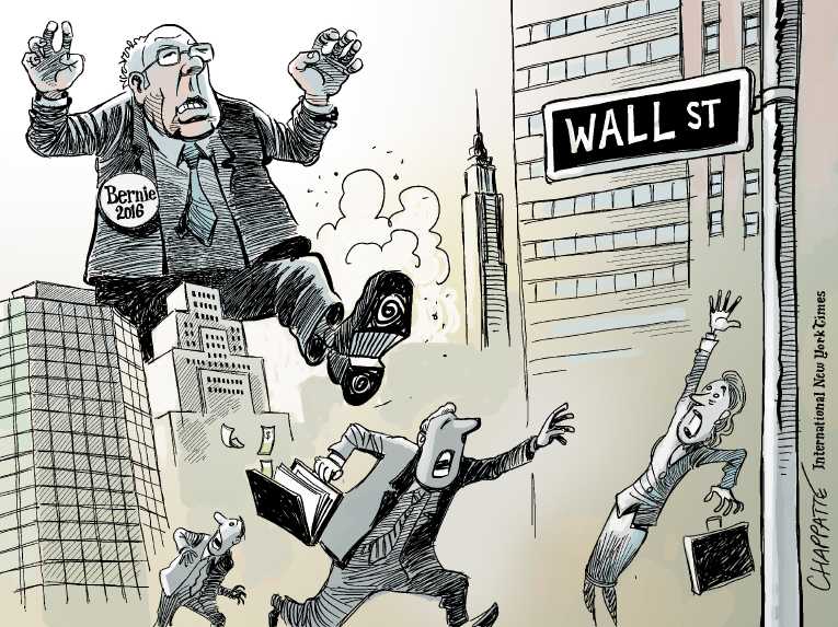 Political/Editorial Cartoon by Patrick Chappatte, International Herald Tribune on Hillary Wins Big in Closed Primaries