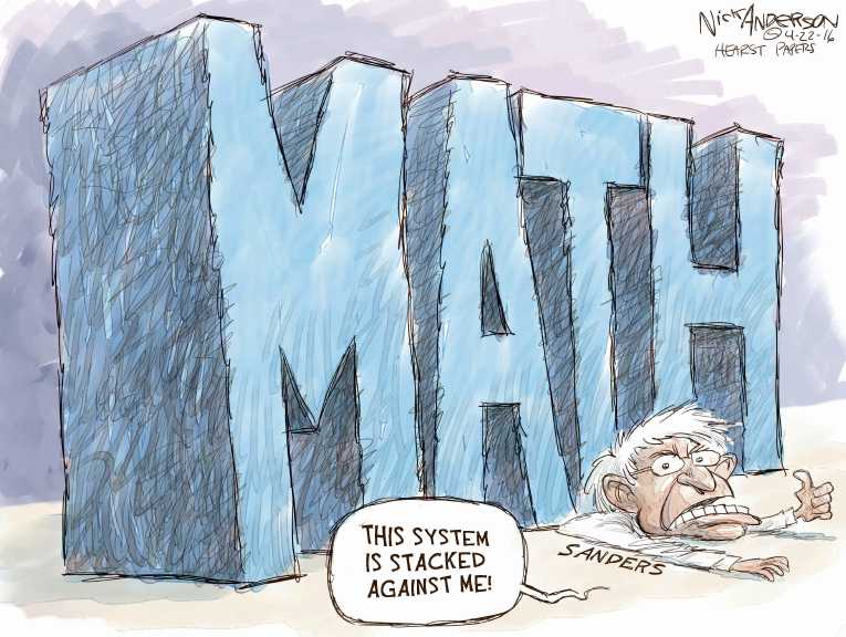 Political/Editorial Cartoon by Nick Anderson, Houston Chronicle on Hillary Wins Big in Closed Primaries