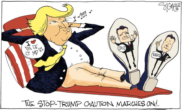Political/Editorial Cartoon by Signe Wilkinson, Philadelphia Daily News on Trump Sweeps Tuesday