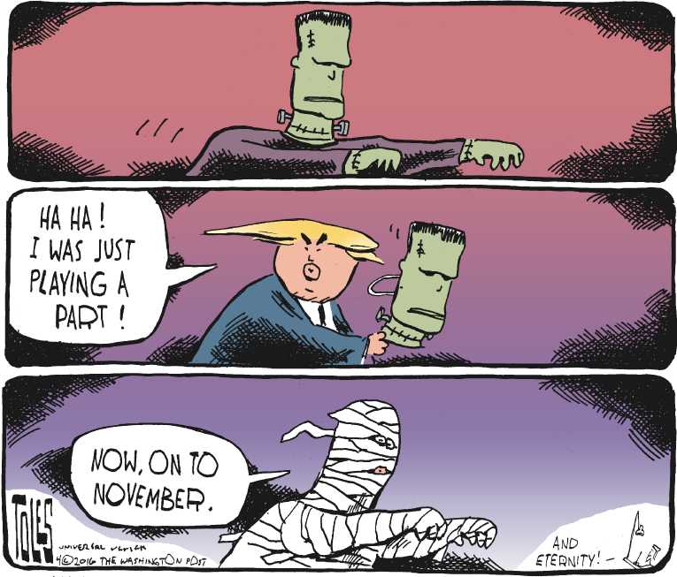 Political/Editorial Cartoon by Tom Toles, Washington Post on Trump Sweeps Tuesday