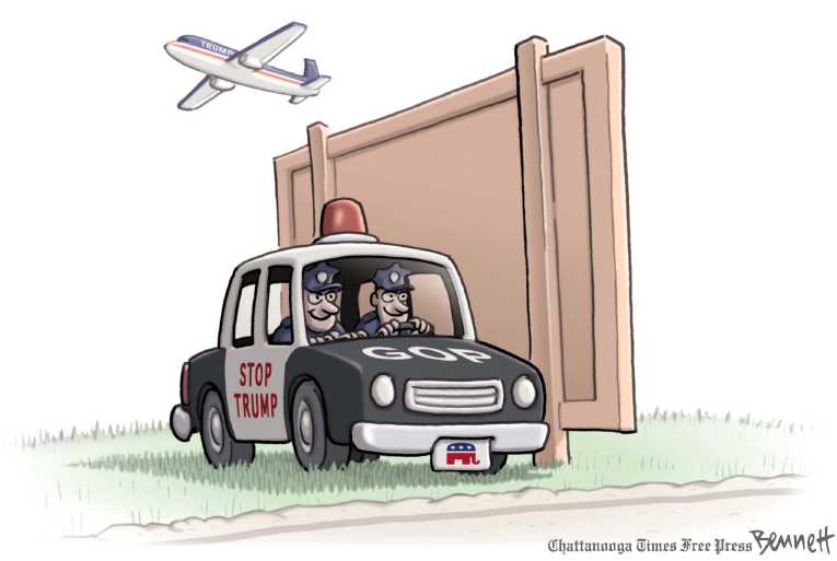 Political/Editorial Cartoon by Clay Bennett, Chattanooga Times Free Press on Trump Sweeps Tuesday