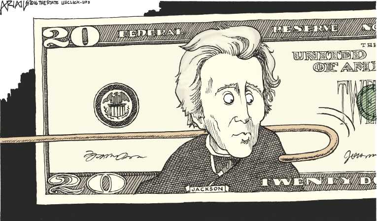 Political/Editorial Cartoon by Robert Ariail on Tubman to Grace $20 Bill