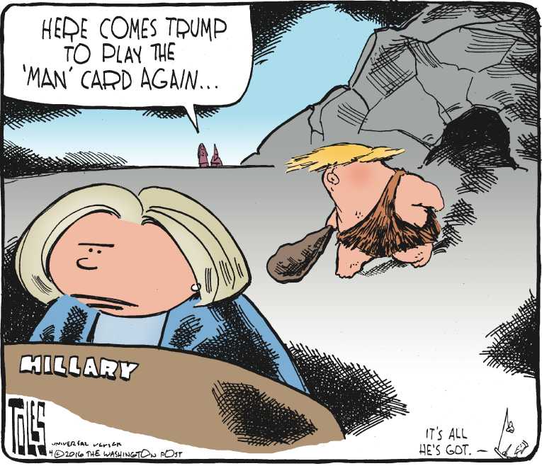 Political/Editorial Cartoon by Tom Toles, Washington Post on Trump vs. Hillary Likely