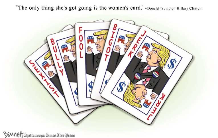 Political/Editorial Cartoon by Clay Bennett, Chattanooga Times Free Press on Trump vs. Hillary Likely