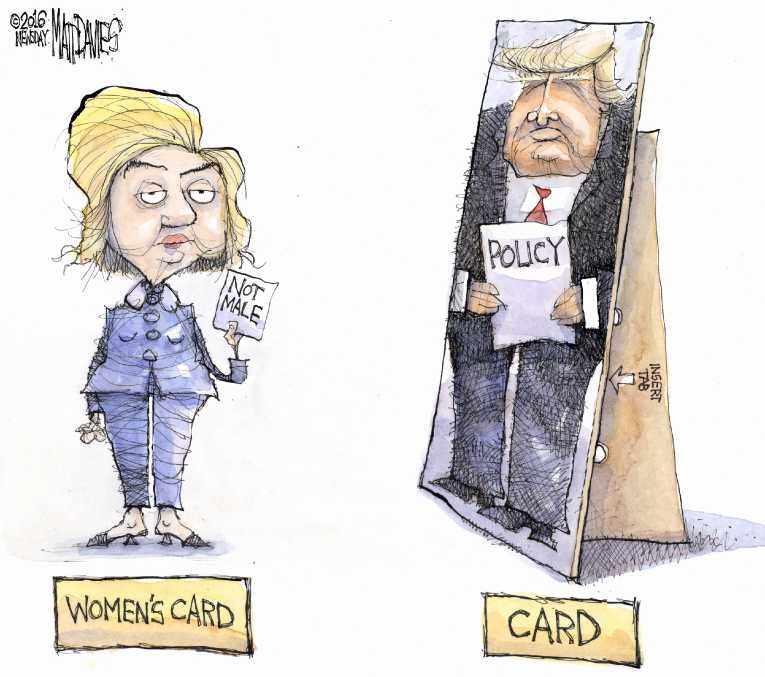 Political/Editorial Cartoon by Matt Davies, Journal News on Trump vs. Hillary Likely