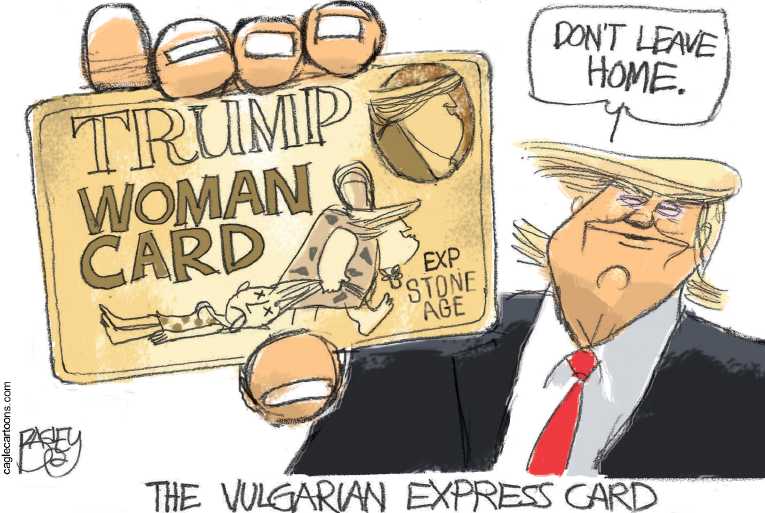 Political/Editorial Cartoon by Pat Bagley, Salt Lake Tribune on Trump vs. Hillary Likely