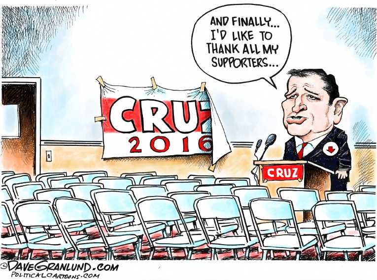 Political/Editorial Cartoon by Dave Granlund on Cruz Suspends Campaign