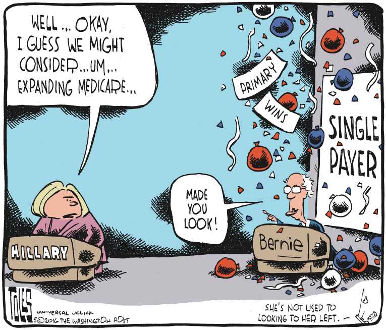 Political/Editorial Cartoon by Tom Toles, Washington Post on Sanders Wins West Virginia