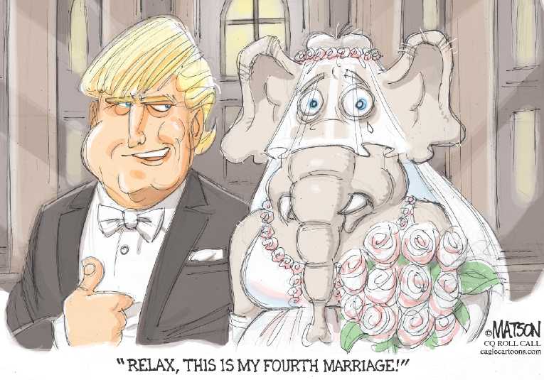 Political/Editorial Cartoon by RJ Matson, Cagle Cartoons on Party Leaders Accepting Trump