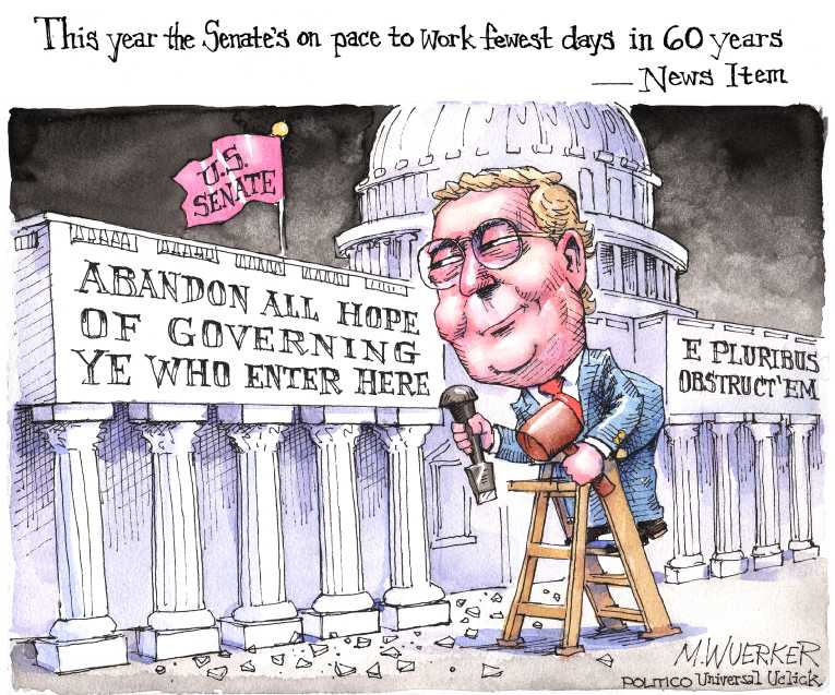 Political/Editorial Cartoon by Matt Wuerker, Politico on Congress on Record Pace