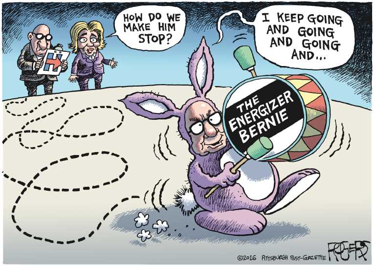Political/Editorial Cartoon by Rob Rogers, The Pittsburgh Post-Gazette on Sanders Wins Oregon
