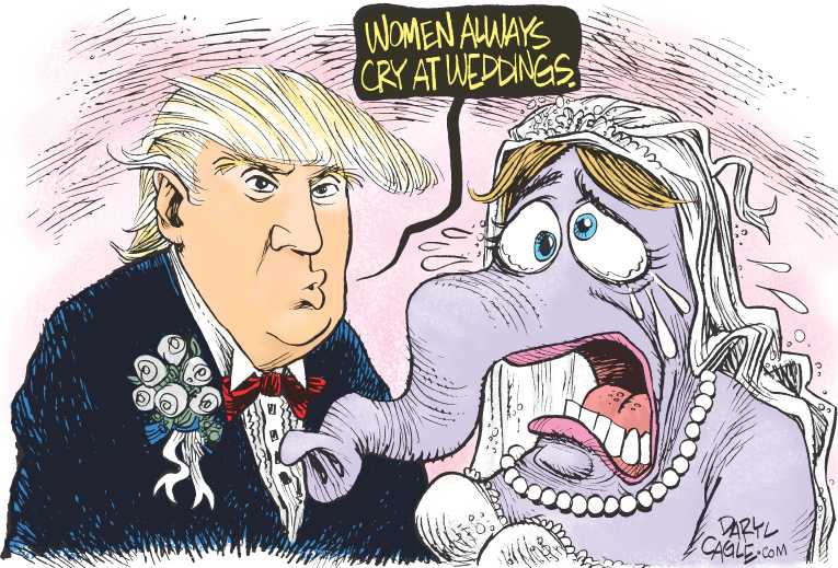Political/Editorial Cartoon by Daryl Cagle, Cagle Cartoons on GOP Rallies Behind Trump