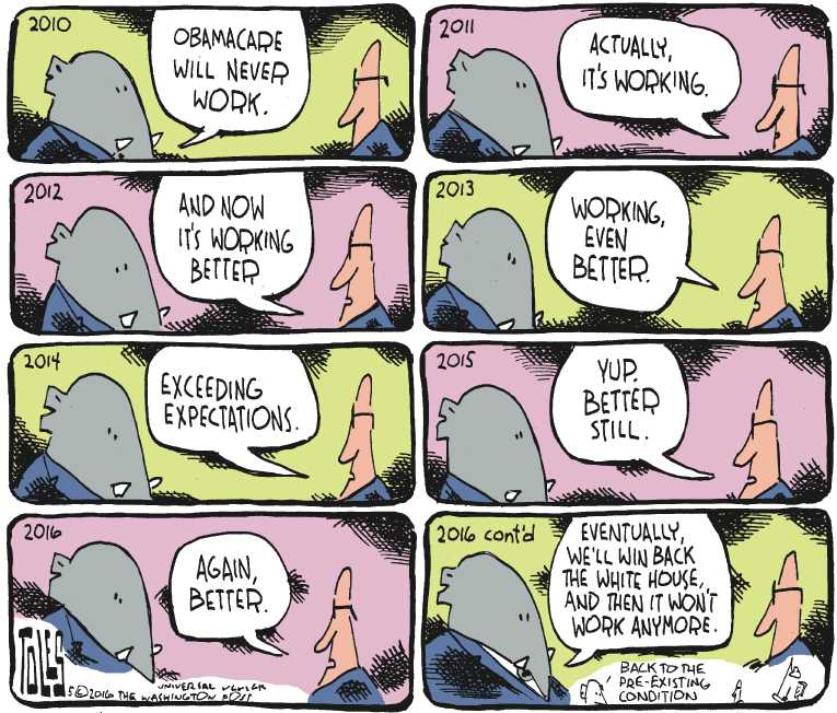 Political/Editorial Cartoon by Tom Toles, Washington Post on Republicans Unite