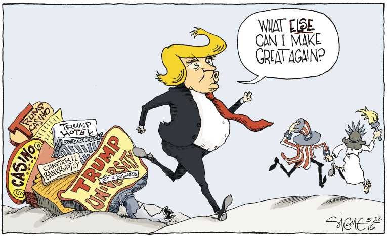 Political/Editorial Cartoon by Signe Wilkinson, Philadelphia Daily News on Trump Cruising