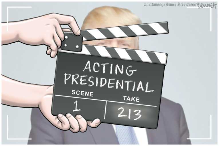 Political/Editorial Cartoon by Clay Bennett, Chattanooga Times Free Press on Trump Targets Clinton