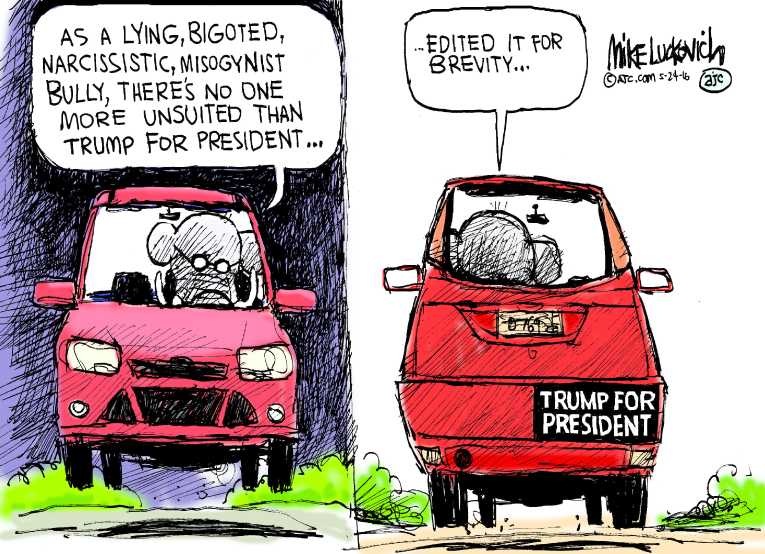 Political/Editorial Cartoon by Mike Luckovich, Atlanta Journal-Constitution on Trump Targets Clinton