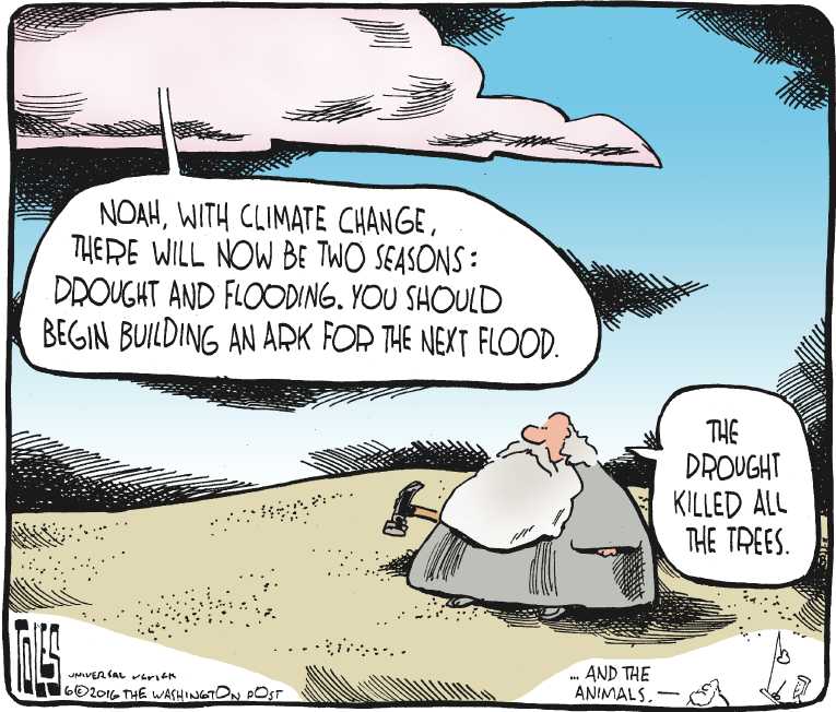 Political/Editorial Cartoon by Tom Toles, Washington Post on More Climate Records Fall