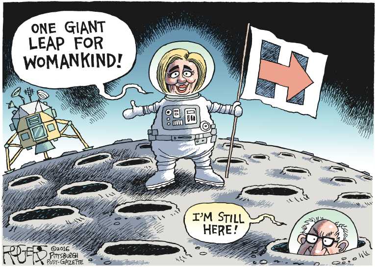 Political/Editorial Cartoon by Rob Rogers, The Pittsburgh Post-Gazette on Hillary Almost Wins