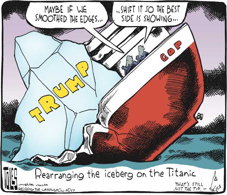 Political/Editorial Cartoon by Tom Toles, Washington Post on Dump Trump Movement Grows