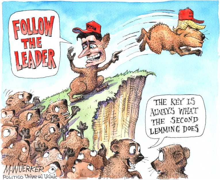 Political/Editorial Cartoon by Matt Wuerker, Politico on Dump Trump Movement Grows