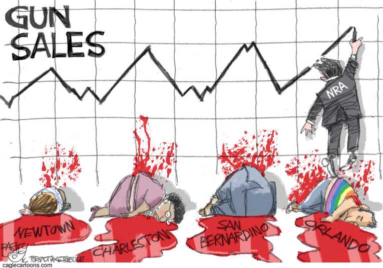 Political/Editorial Cartoon by Pat Bagley, Salt Lake Tribune on 49 Killed at Nightclub