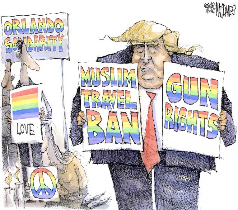 Political/Editorial Cartoon by Matt Davies, Journal News on Trump Outraged