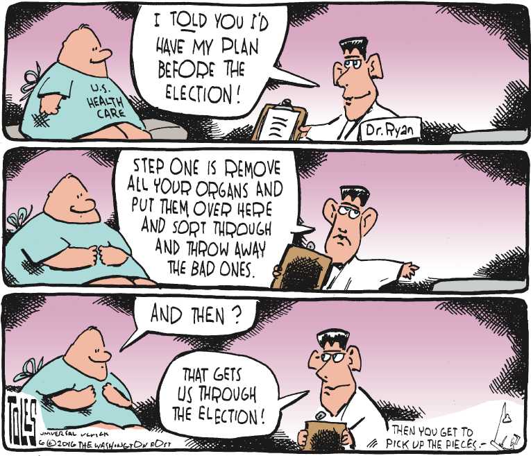 Political/Editorial Cartoon by Tom Toles, Washington Post on GOP Staying the Course