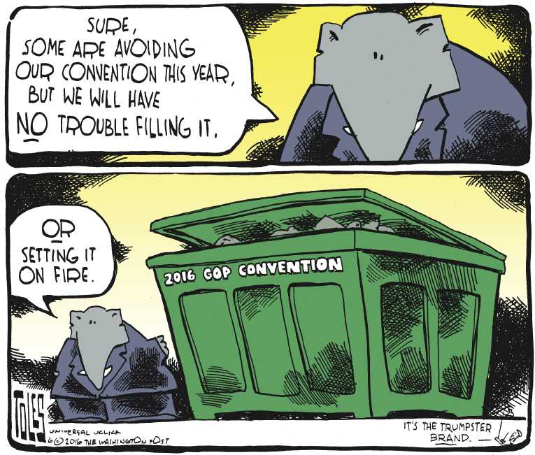 Political/Editorial Cartoon by Tom Toles, Washington Post on GOP Prepares for Convention