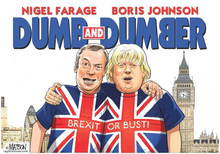 Political/Editorial Cartoon by RJ Matson, Cagle Cartoons on Brexit Vote Fallout Continues
