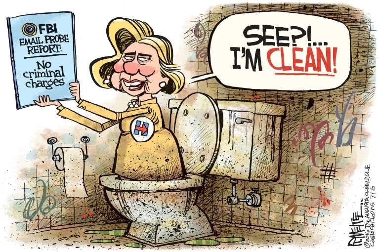 Political/Editorial Cartoon by Rick McKee, The Augusta Chronicle on FBI Blasts Clinton