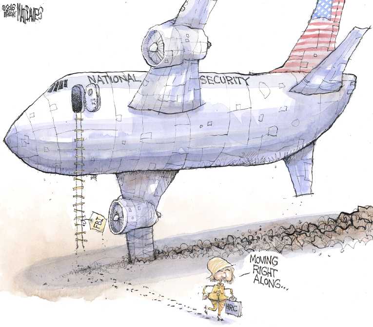 Political/Editorial Cartoon by Matt Davies, Journal News on FBI Blasts Clinton