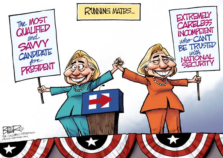 Political/Editorial Cartoon by Nate Beeler, Washington Examiner on FBI Blasts Clinton
