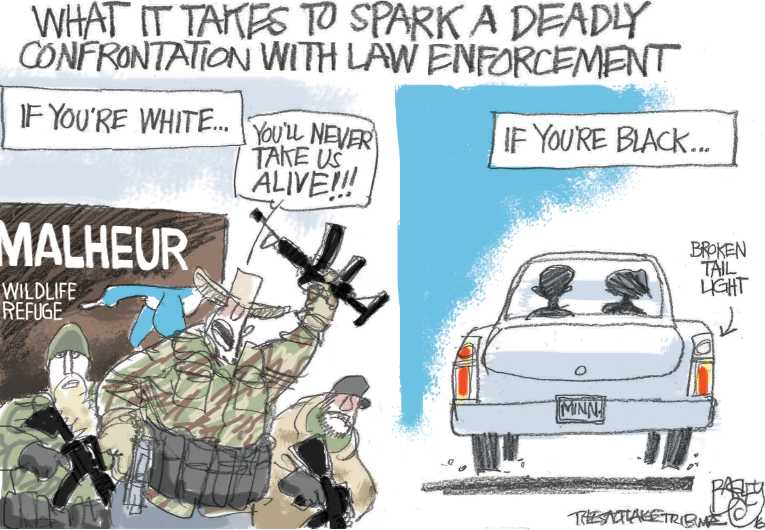 Political/Editorial Cartoon by Pat Bagley, Salt Lake Tribune on Many Killed