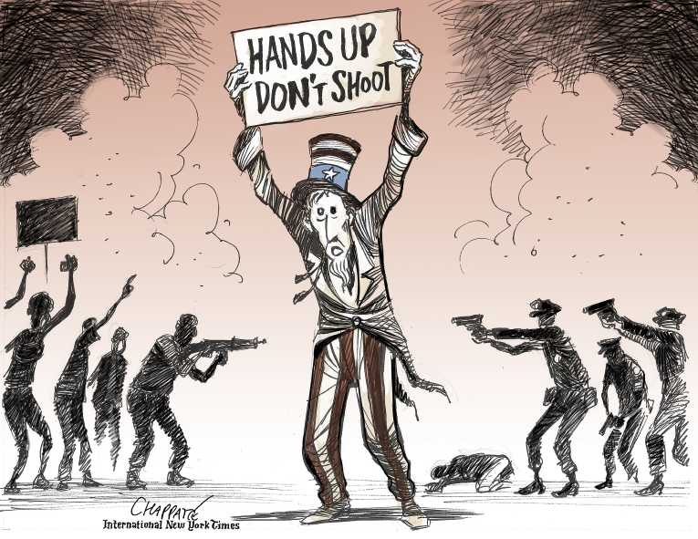 Political/Editorial Cartoon by Patrick Chappatte, International Herald Tribune on Shootings Stun Nation
