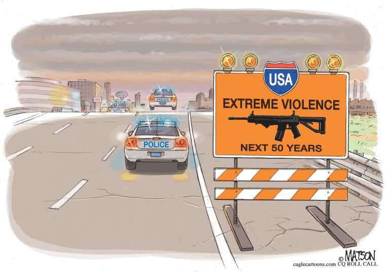 Political/Editorial Cartoon by RJ Matson, Cagle Cartoons on Shootings Stun Nation