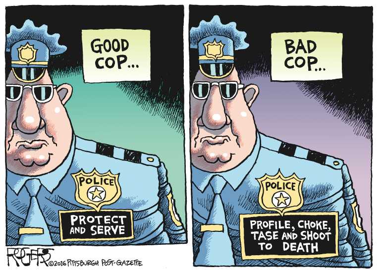 Political/Editorial Cartoon by Rob Rogers, The Pittsburgh Post-Gazette on Shootings Stun Nation