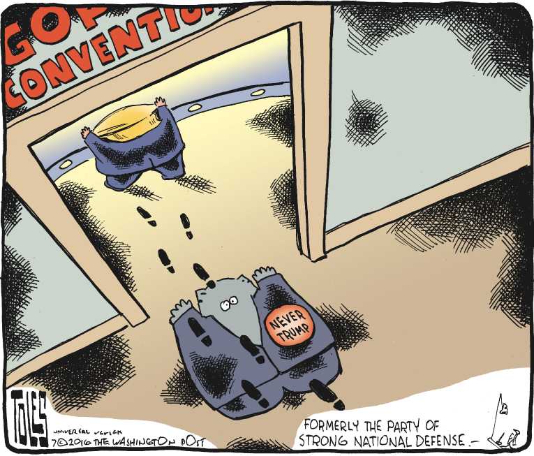 Political/Editorial Cartoon by Tom Toles, Washington Post on Trump Wins Nomination