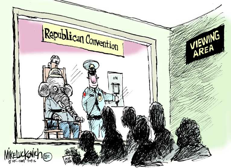 Political/Editorial Cartoon by Mike Luckovich, Atlanta Journal-Constitution on Trump Wins Nomination