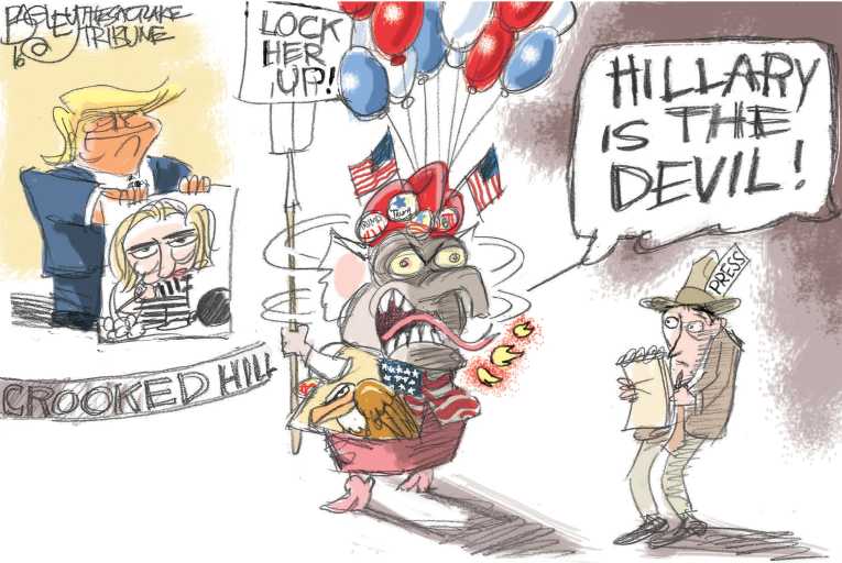 Political/Editorial Cartoon by Pat Bagley, Salt Lake Tribune on Trump Wins Nomination