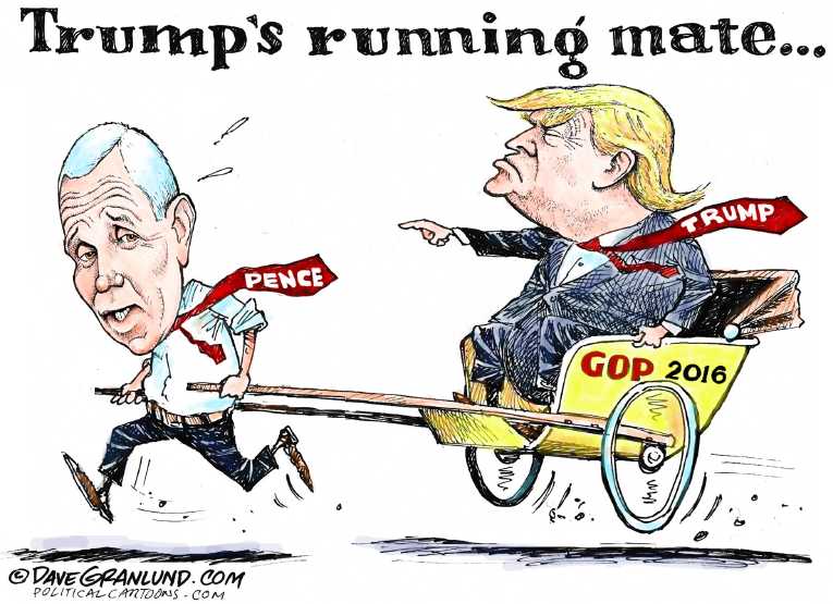Political/Editorial Cartoon by Dave Granlund on Trump Taps Pence for VP