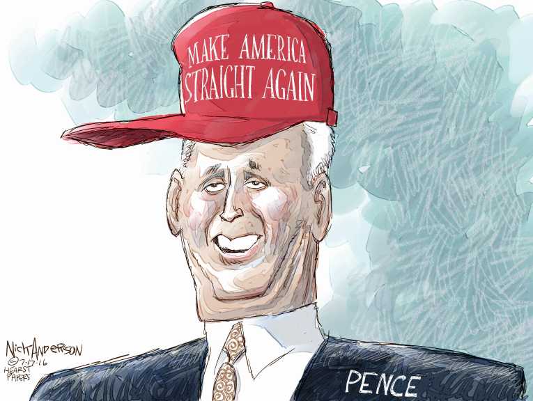Political/Editorial Cartoon by Nick Anderson, Houston Chronicle on Trump Taps Pence for VP