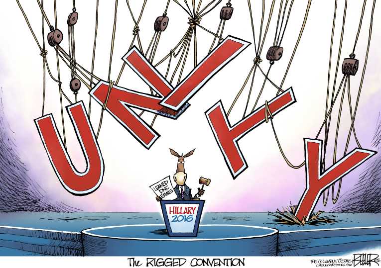 Political/Editorial Cartoon by Nate Beeler, Washington Examiner on Clinton Wins Nomination