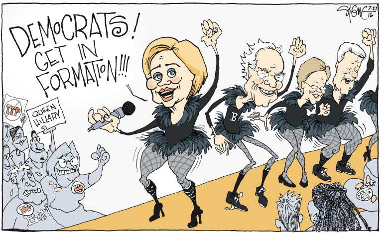 Political/Editorial Cartoon by Signe Wilkinson, Philadelphia Daily News on Clinton Wins Nomination