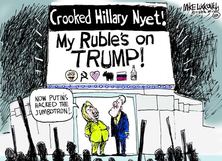 Political/Editorial Cartoon by Mike Luckovich, Atlanta Journal-Constitution on Clinton Wins Nomination