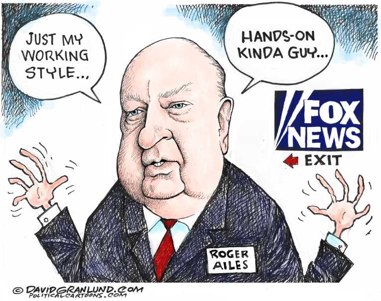 Political/Editorial Cartoon by Dave Granlund on Roger Ailes Leaves Fox News