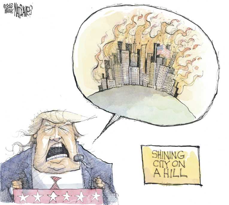 Political/Editorial Cartoon by Matt Davies, Journal News on Trump Message Hits Home