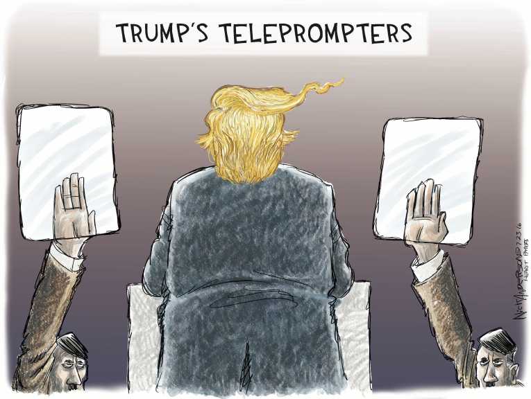 Political/Editorial Cartoon by Nick Anderson, Houston Chronicle on Trump Message Hits Home